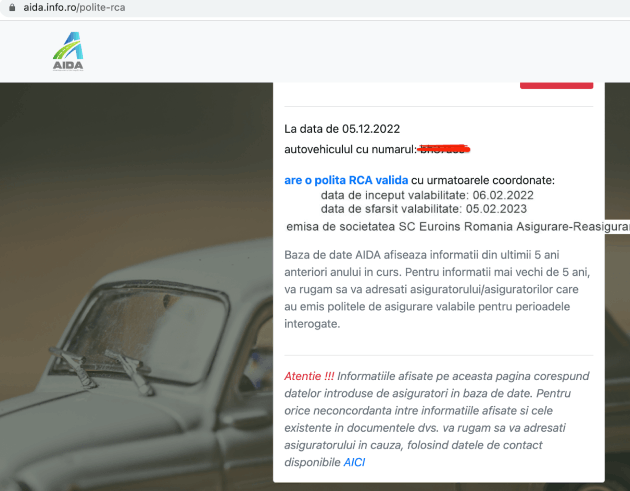 Poți verifica valabilitatea poliței RCA accensând bază de date online administrată de BAAR România